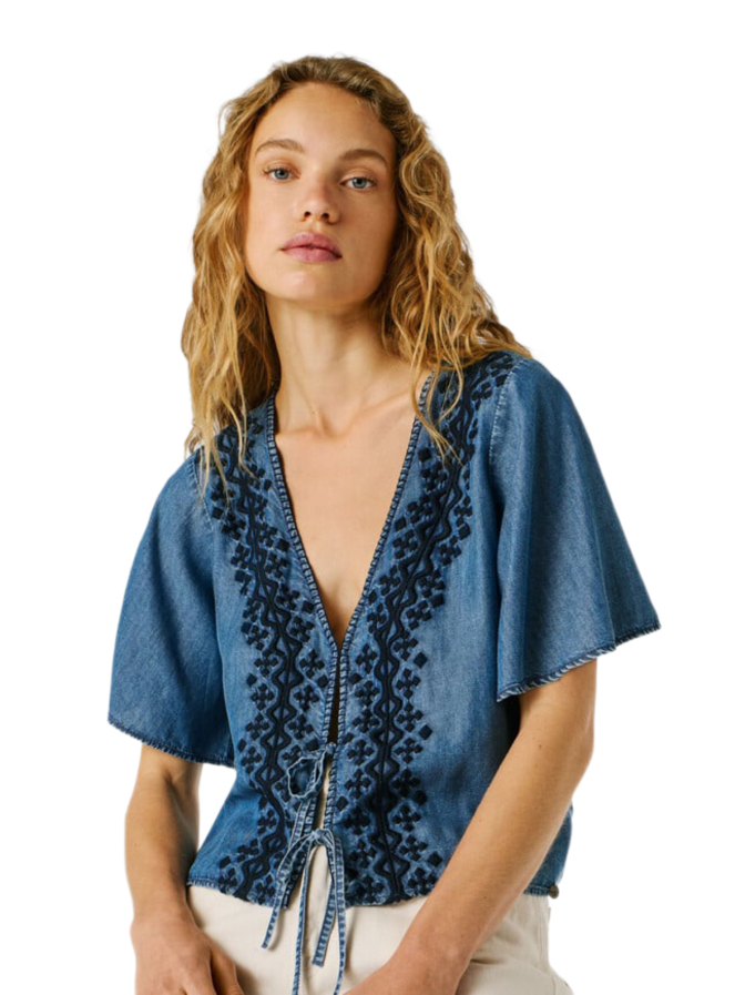Pepe Jeans Bluse mit V-Ausschnitt bei Robert Ley