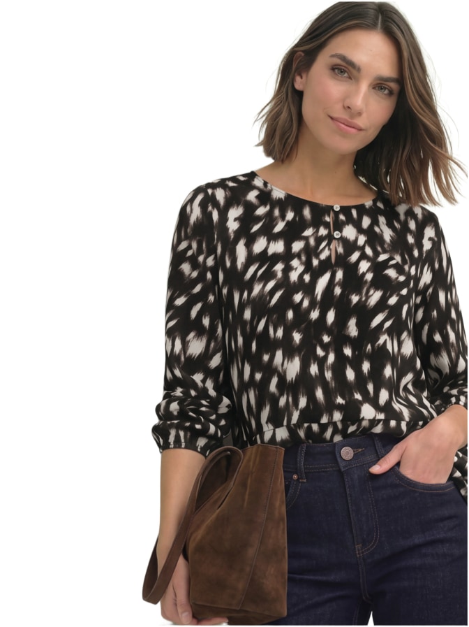 Street One Langarm Bluse mit Schößchen und Rehprint bei Robert Ley