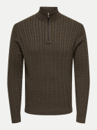 Only & Sons Strickpullover ONSLOUI mit Zopfmuster 188858001-Coffee Bean/MELANGE bei Robert Ley