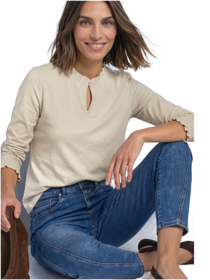 Street One Basic Langarmshirt mit Rüschen bei Robert Ley