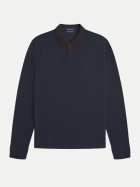 Fred Perry Langarm Poloshirt aus Jacquardstoff 608-navy bei Robert Ley