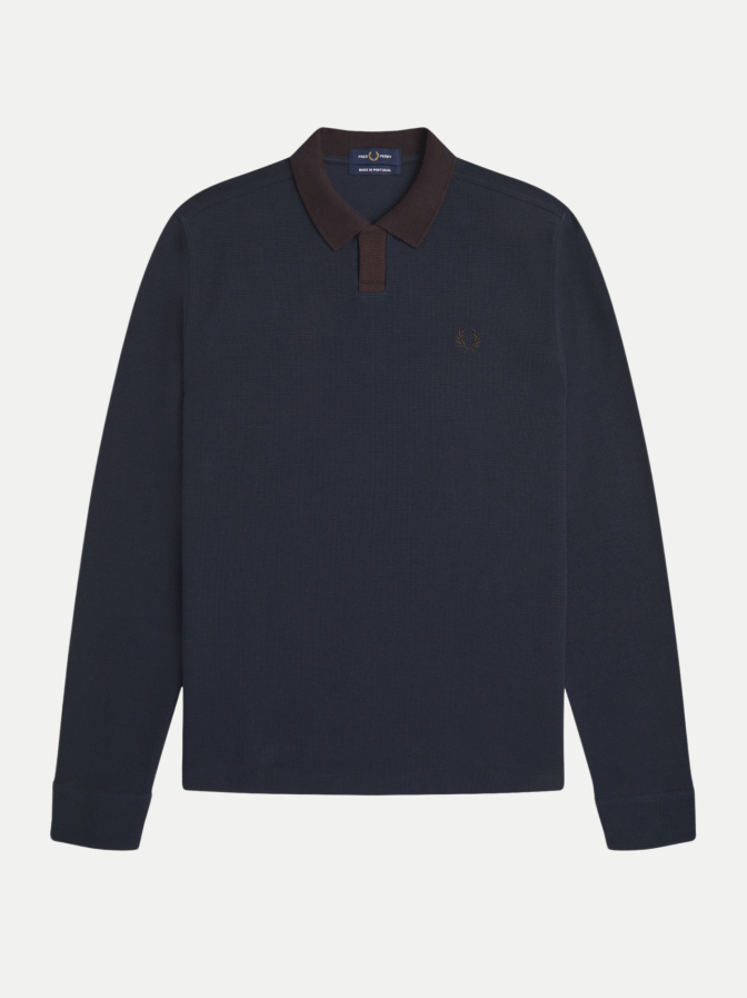 Fred Perry Langarm Poloshirt aus Jacquardstoff bei Robert Ley