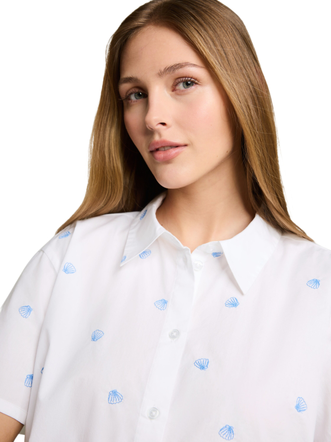 Tom Tailor Denim Kurzarm-Bluse mit Alloverprint bei Robert Ley