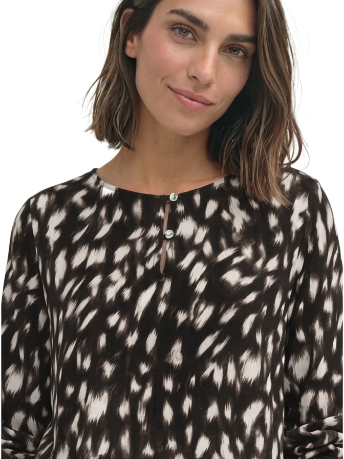 Street One Langarm Bluse mit Schößchen und Rehprint bei Robert Ley