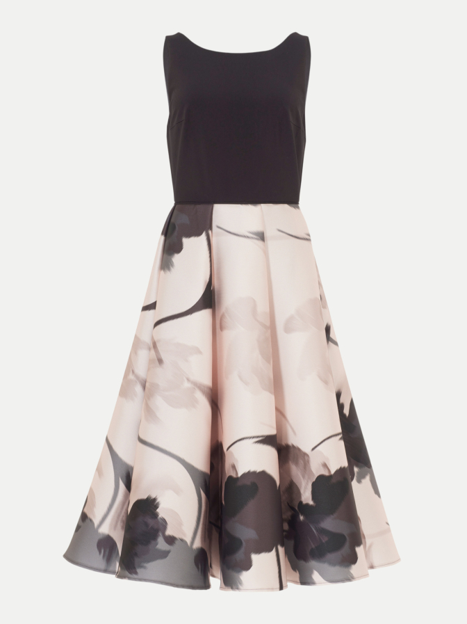 Swing Cocktail Kleid aus bedrucktem Twill bei Robert Ley