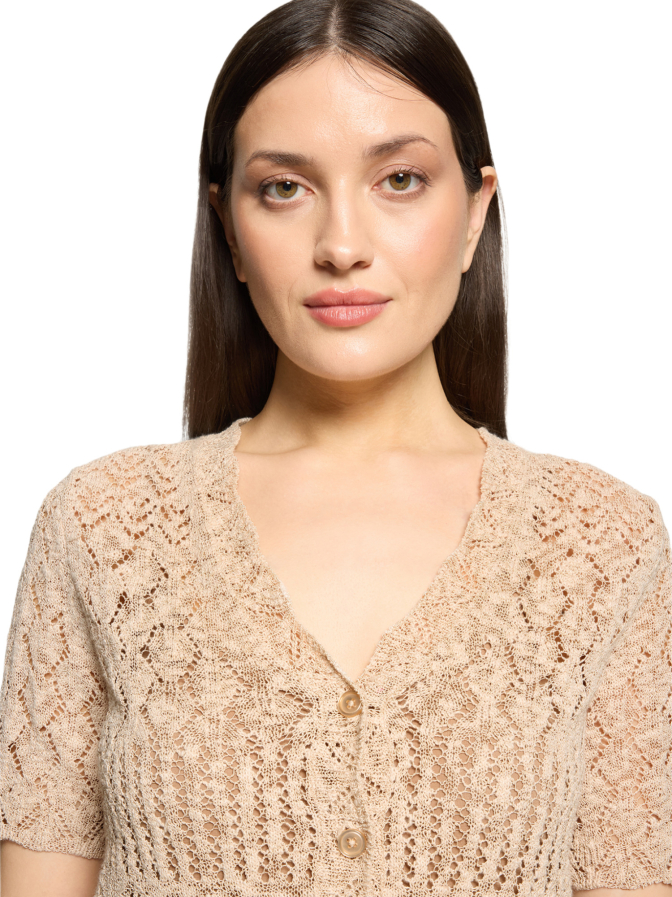 Cartoon Strickjacke mit Ajour-Muster bei Robert Ley