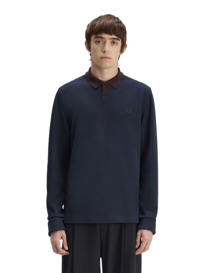 Fred Perry Langarm Poloshirt aus Jacquardstoff bei Robert Ley
