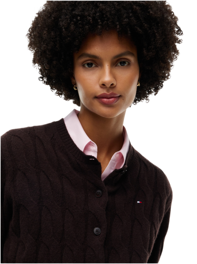 Tommy Hilfiger Slim-Fit Woll-Cardigan mit Zopfmuster bei Robert Ley