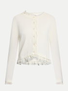 Cartoon - Daydream Strickjacke mit Rüschendetails 1811-Cream/White bei Robert Ley
