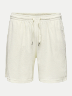 Only & Sons Frottee Shorts mit Kordelzug 187201-Egret bei Robert Ley