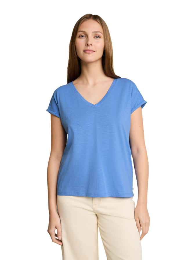 Tom Tailor Denim Basic T-Shirt mit V-Ausschnitt bei Robert Ley