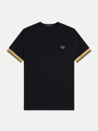 FRED PERRY T-Shirt mit Kontrast-Bündchen 90a-black/champagne bei Robert Ley