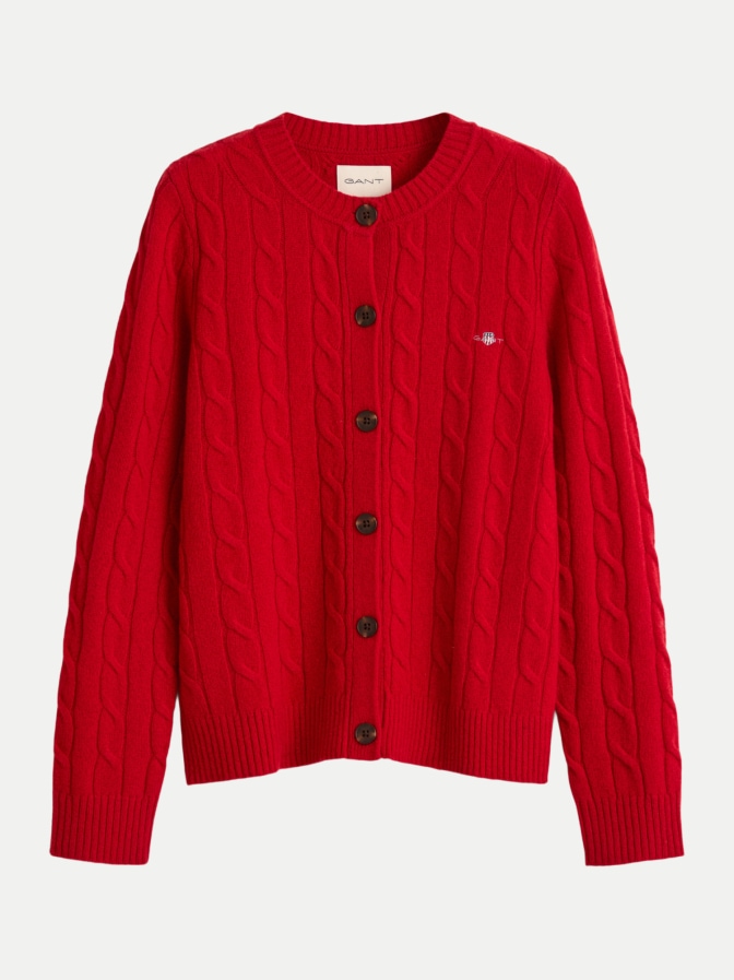 Gant Lammwoll-Strickjacke im Zopfstrick bei Robert Ley