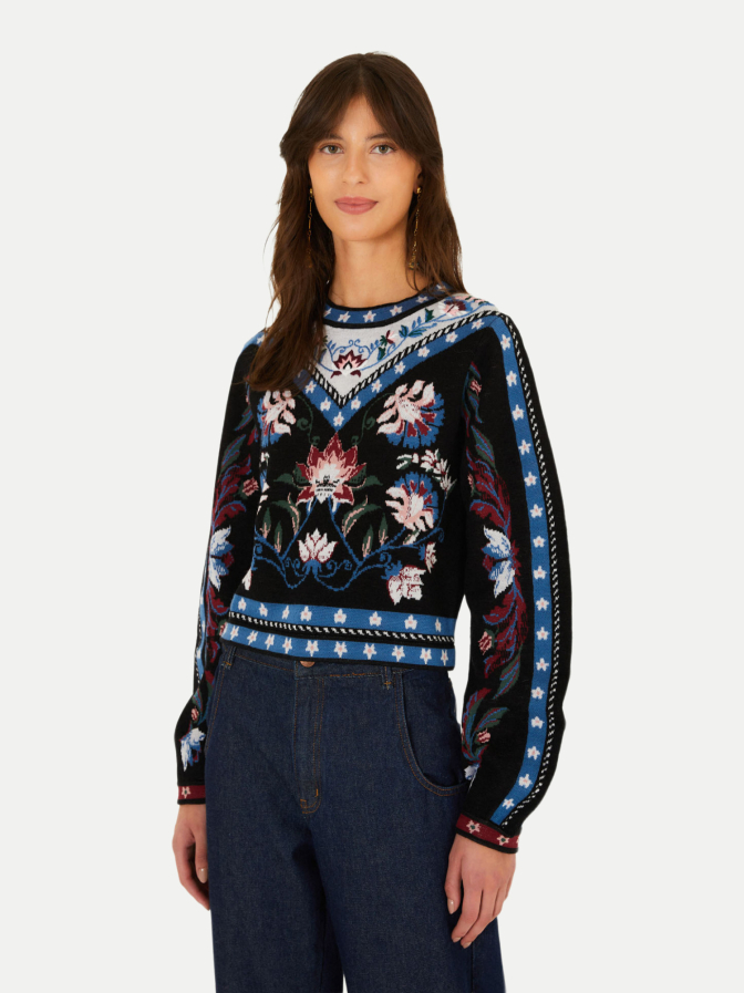 Farm Rio Strickpullover Natalia im Blumendesign bei Robert Ley