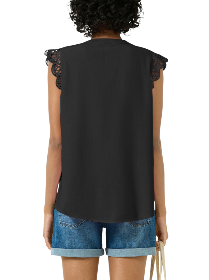 Q/S designed by Ärmellose Bluse mit Spitzendetails bei Robert Ley