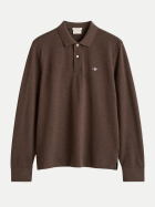 Gant Langarmshirt mit Polokragen 284-BLACK BROWN MELANGE bei Robert Ley