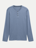 Tom Tailor Casual Langarmshirt mit Henley Kragen 10441-Gravel Grey bei Robert Ley