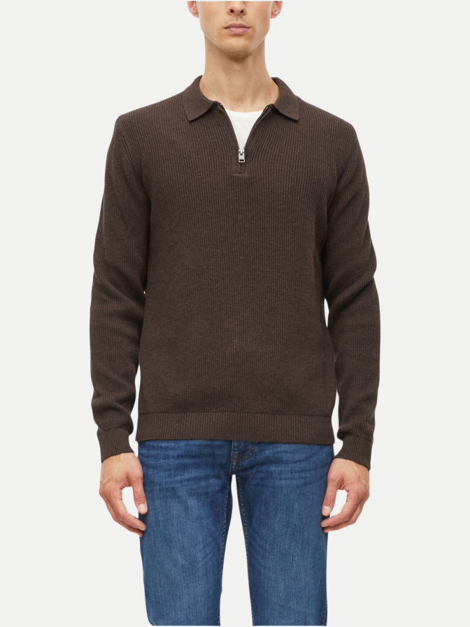 s.Oliver RED LABEL Zip-Strickpolo mit Rippstruktur bei Robert Ley
