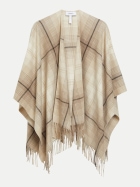 Comma Karierter Poncho mit Fransen 81N1-BROWN bei Robert Ley