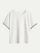 Opus Kurzarmsweatshirt Giprep mit Kontrastbündchen 1004-milk bei Robert Ley