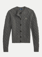 Polo Ralph Lauren Loose-Fit Cardigan mit Achterstrickmuster flannel grey heather bei Robert Ley