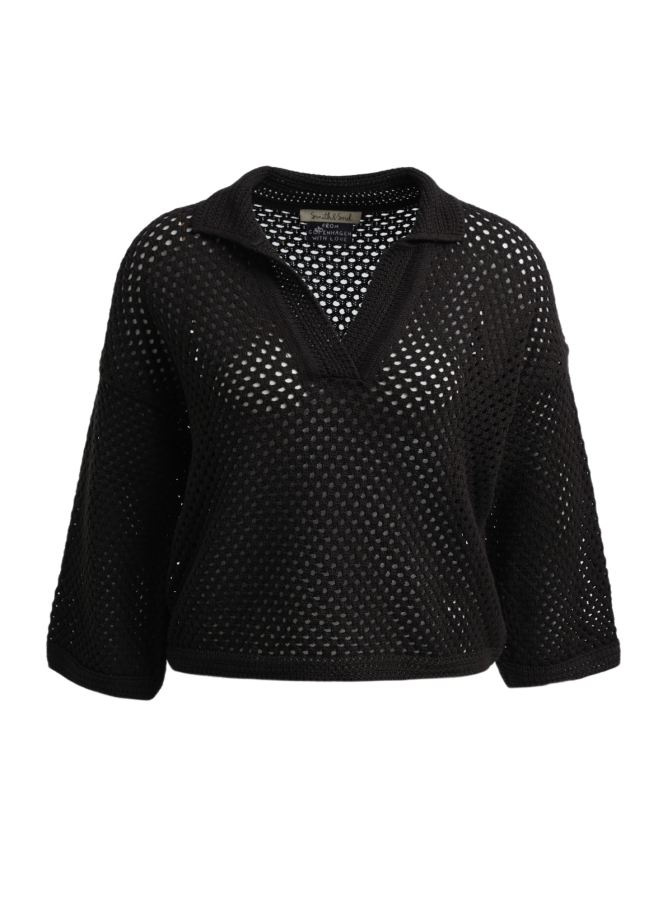 Smith & Soul Häkel- Pullover mit Polo- Kragen bei Robert Ley