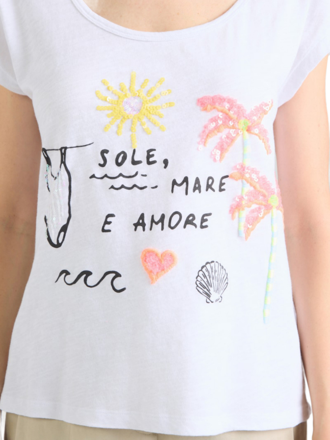 Grace T-Shirt mit Aufdruck Sole, Mare, Amore bei Robert Ley