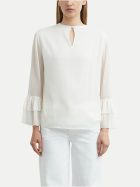 Comma Bluse mit Volantärmeln 0120-WHITE bei Robert Ley