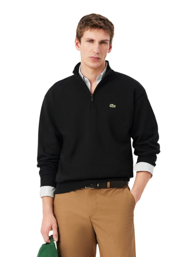 Lacoste Sweatshirt aus Fleece mit Troyer Kragen bei Robert Ley