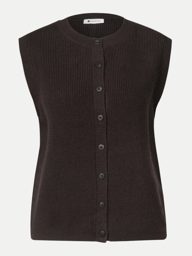 Street One LTD QR_sleeveless cardigan rib bei Robert Ley
