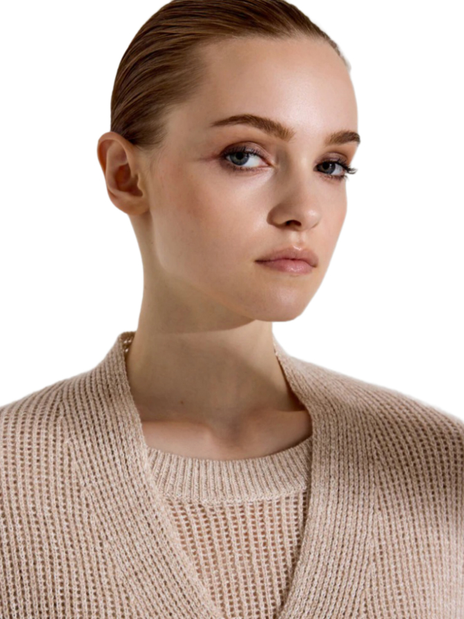 LU REN Strickjacke Hanashobu aus Leinen-Kaschmir-Mix bei Robert Ley