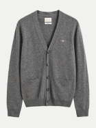 Gant Strickjacke aus Lambswool 90-CHARCOAL MELANGE bei Robert Ley