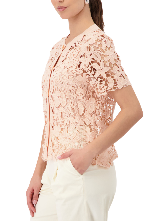 Monari Strickjacke aus zarter Spitze mit floralen Muster bei Robert Ley