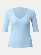 Q/S designed by Basic T-Shirt mit V-Ausschnitt 5104-BLUE bei Robert Ley