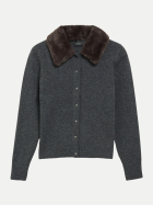 s.Oliver BLACK LABEL Strickjacke mit Kunstfellkragen 9898-GREY/BLACK bei Robert Ley