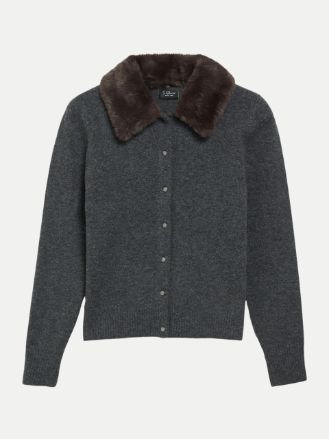 s.Oliver BLACK LABEL Strickjacke mit Kunstfellkragen bei Robert Ley