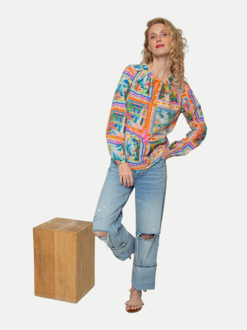 Emily Van Den Bergh Bluse mit Kachelprint bei Robert Ley