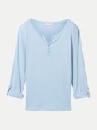 Tom Tailor Casual Langarmshirt mit Turn-Up-Funktion 36483-light fjord blue white stripe bei Robert Ley