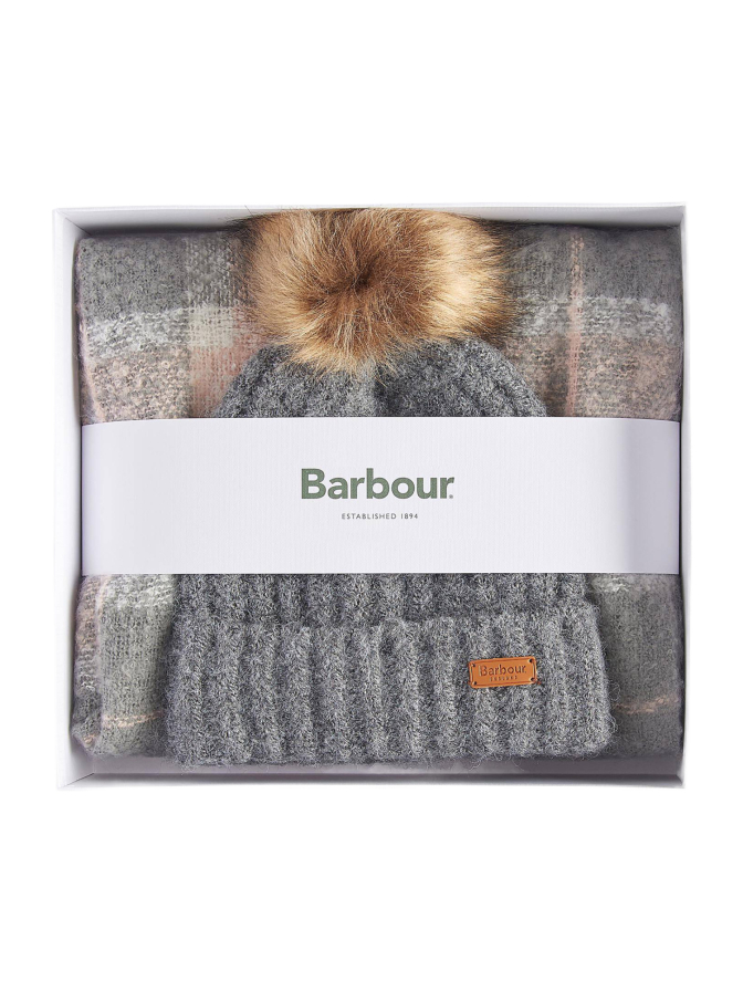 Barbour Geschenkset Beanie Saltburn & Schal Tartan bei Robert Ley