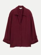 Tom Tailor Casual Bluse mit Seersucker-Stoff 10342-Preppy Plum bei Robert Ley