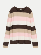 Tom Tailor Casual Gestreifter Strickpullover 41156-brown beige pink stripe bei Robert Ley