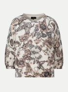 Monari Strickpullover mit Blumenmuster 581-taupe gemustert bei Robert Ley