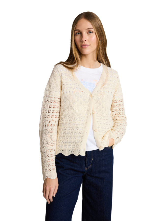 Tom Tailor Denim Strickjacke mit Lochmuster bei Robert Ley