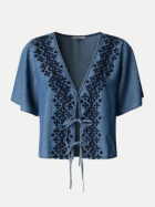 Pepe Jeans Bluse mit V-Ausschnitt 551-BLUE bei Robert Ley