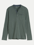 Tom Tailor Casual Langarmshirt Serafino mit Brusttasche 40926-mint olive injected stripe bei Robert Ley