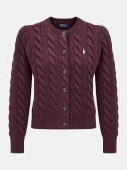 Polo Ralph Lauren Zopfstrick-Cardigan aus Woll-Kaschmir-Mix damson melange bei Robert Ley