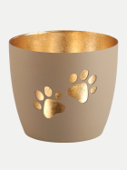Giftcompany Madras Windlicht mit Motiv sandstone/gold-sandstone/gold Pfoten bei Robert Ley