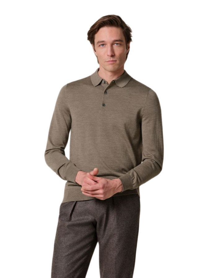PROFUOMO Pullover mit Polokragen aus Merinowolle bei Robert Ley
