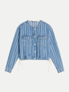 Marc O'Polo DENIM Gestreifte Boxy-Jeansjacke cropped 4928-Medium Blue_Multi_01 bei Robert Ley