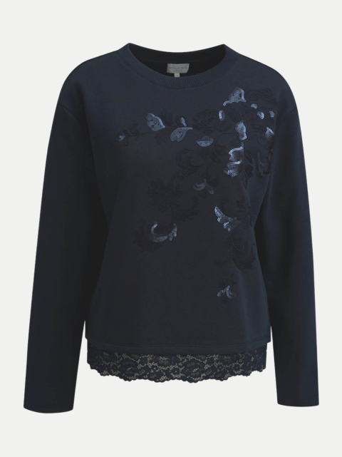 Milano Italy Sweatshirt mit Pailletten und Spitze bei Robert Ley